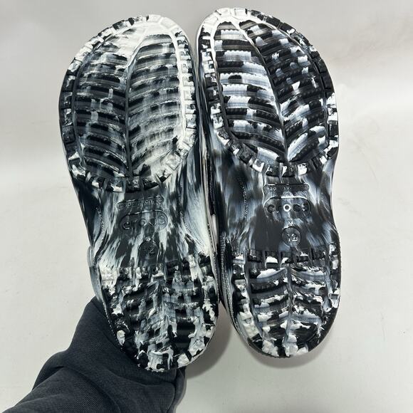 Crocs Classic Clog Slip-On “Marbled White Black” - Picture 5 of 6